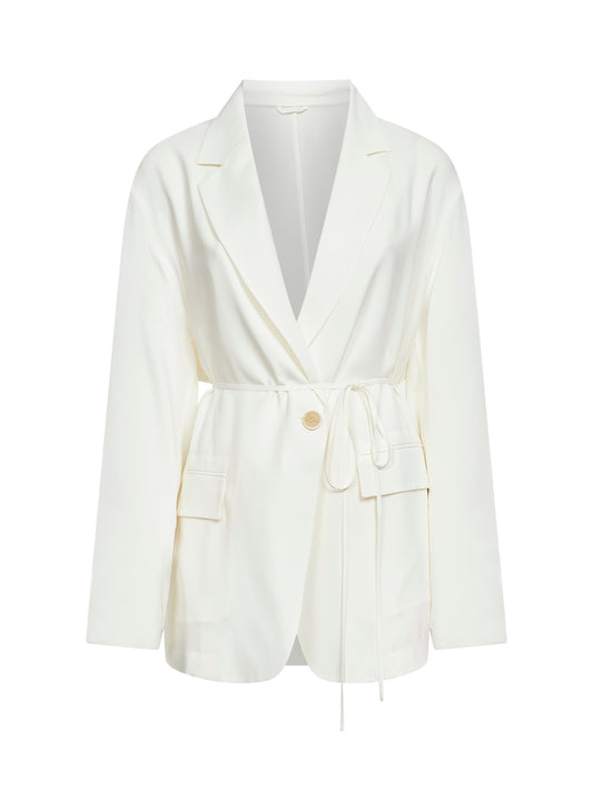 White silk sablé crêpe blazer with monili