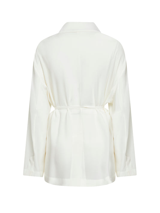 White silk sablé crêpe blazer with monili