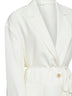 Giacca in crêpe sablé di seta bianco con monile