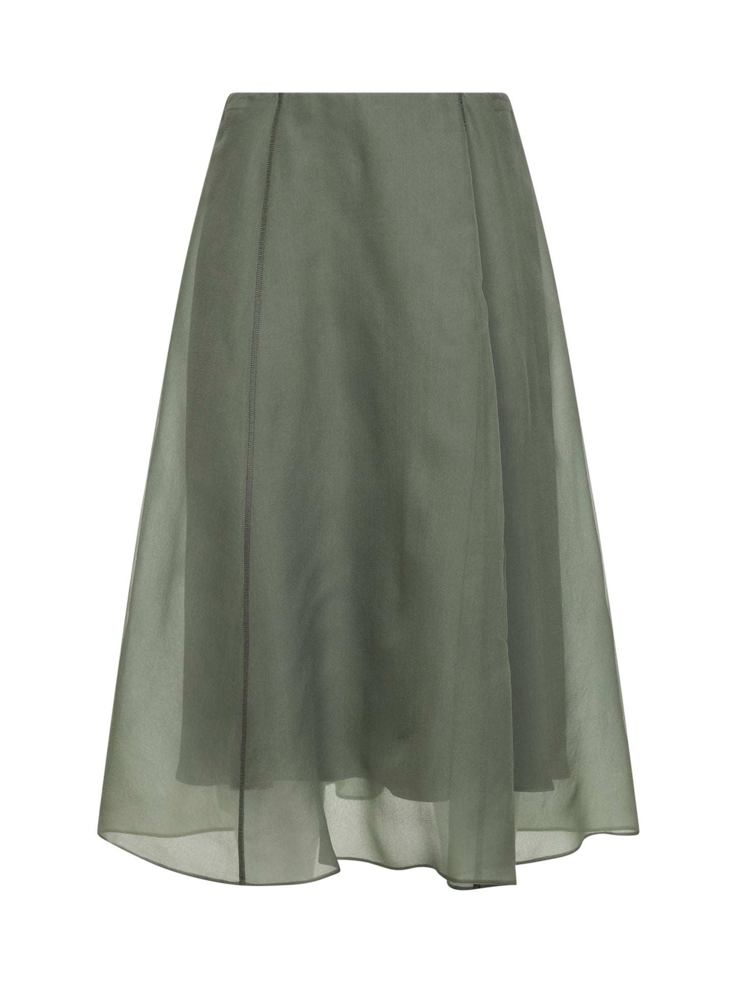 Olive green Crispy silk Circle skirt