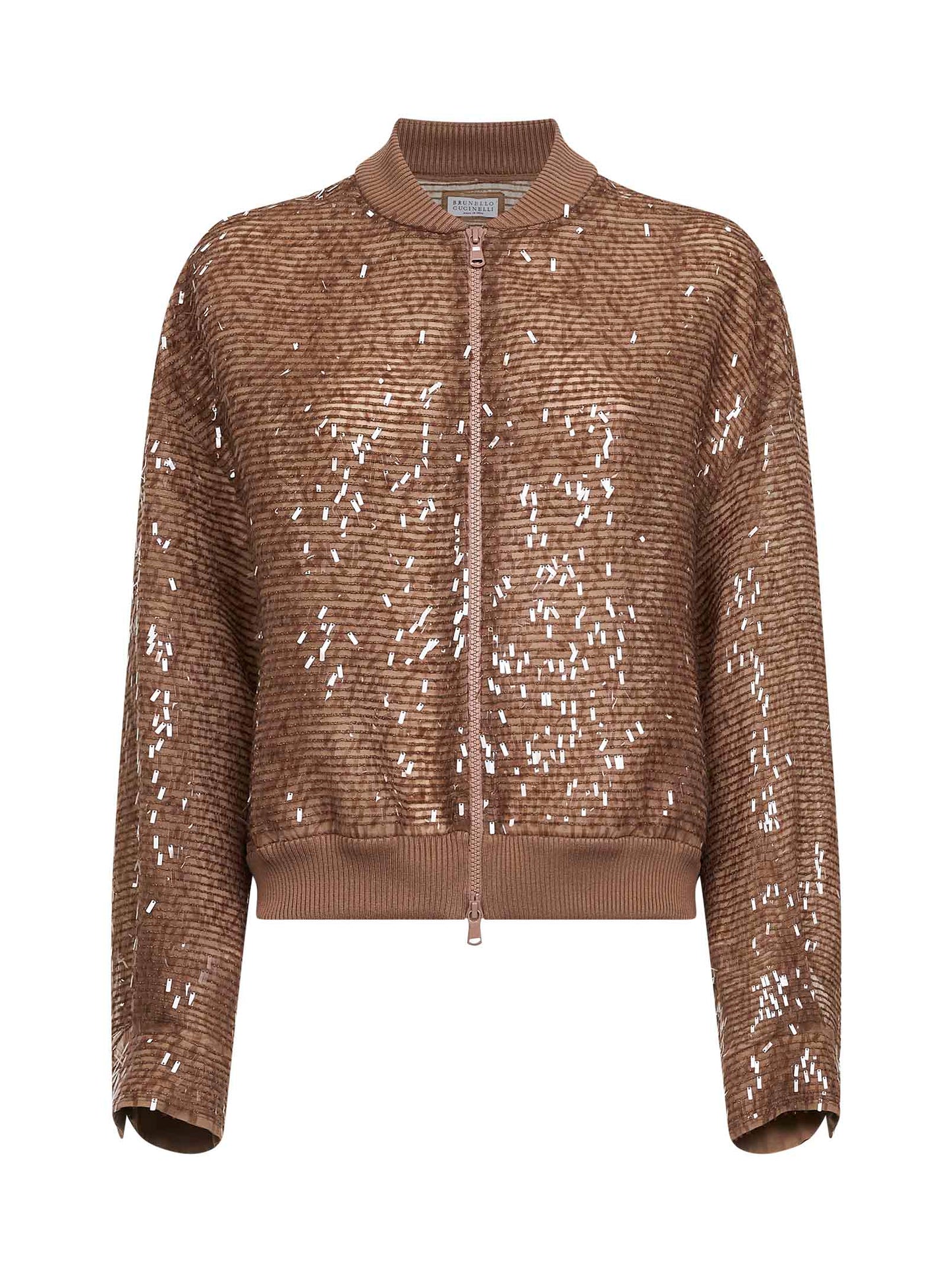 Bomber Dazzling Cascade Embroidery in seta Crispy beige