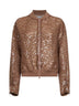 Bomber Dazzling Cascade Embroidery in seta Crispy beige