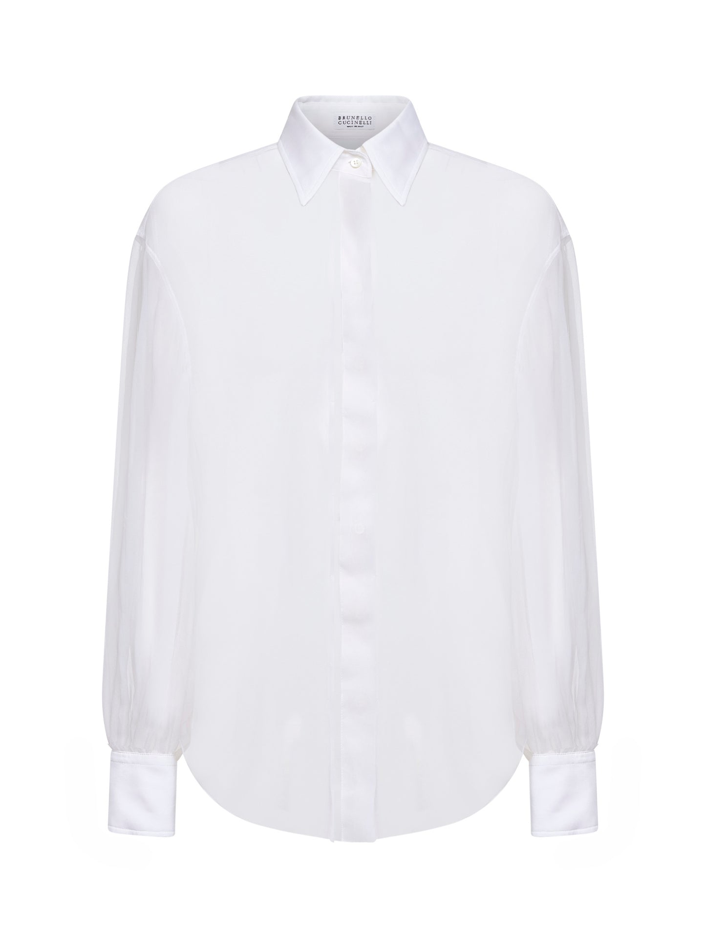 Camicia in seta Crispy bianca con monile