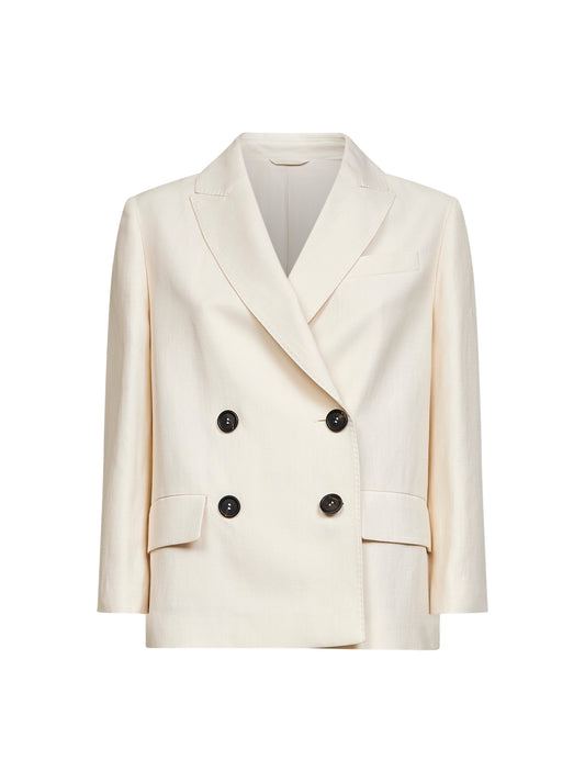 Ivory Fluid twill jacket with monili