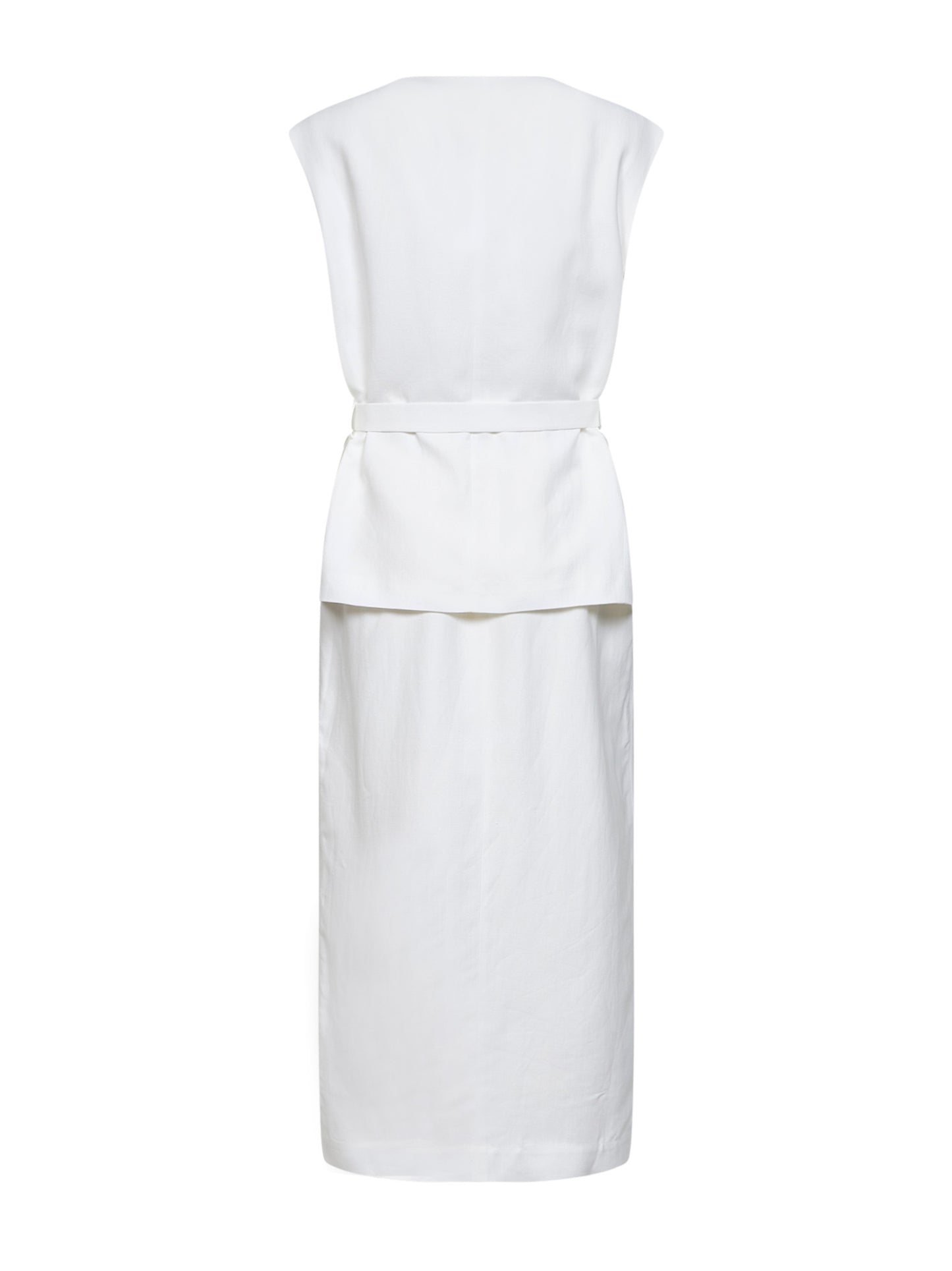 Abito midi in twill Fluid di viscosa e lino avorio