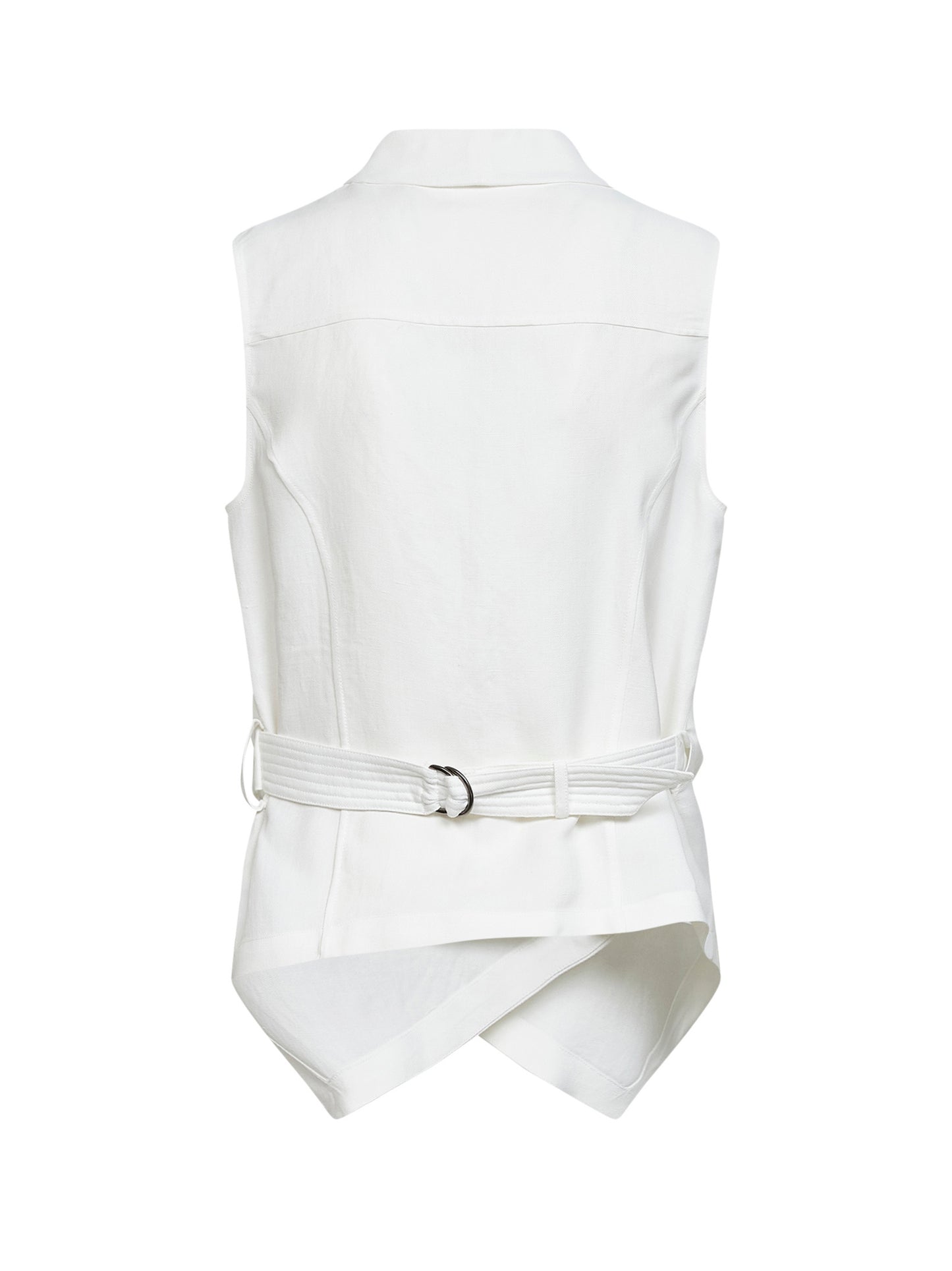 Gilet in twill Fluid di viscosa e lino bianco con monile