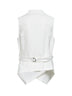 Gilet in twill Fluid di viscosa e lino bianco con monile