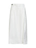 White Fluid twill Sartorial skirt with monili