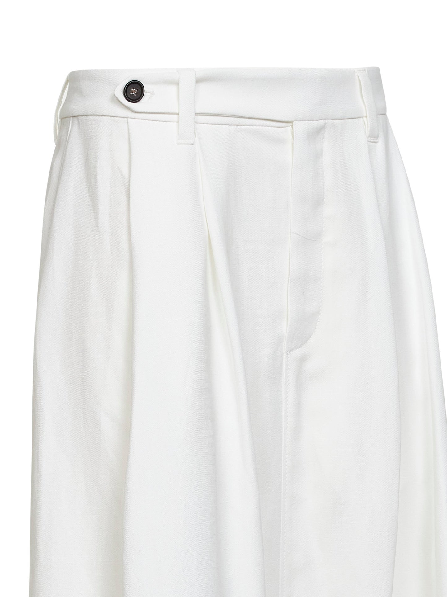 White Fluid twill Sartorial skirt with monili
