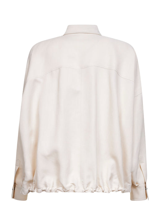 Camicia in twill Fluid di viscosa e lino panna