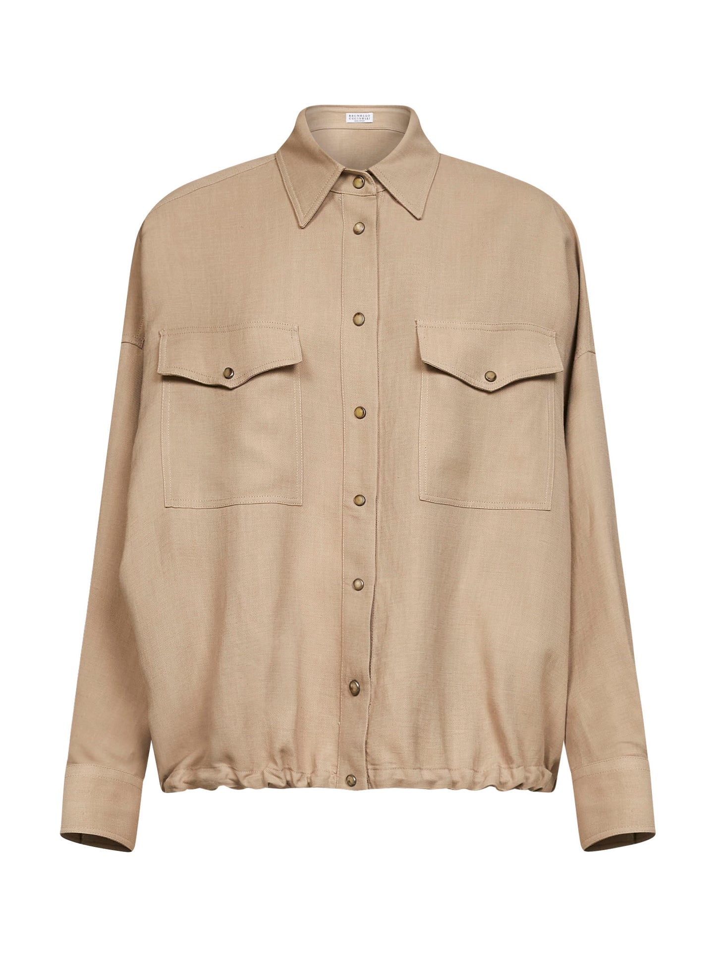 Camicia in twill Fluid di viscosa e lino sabbia