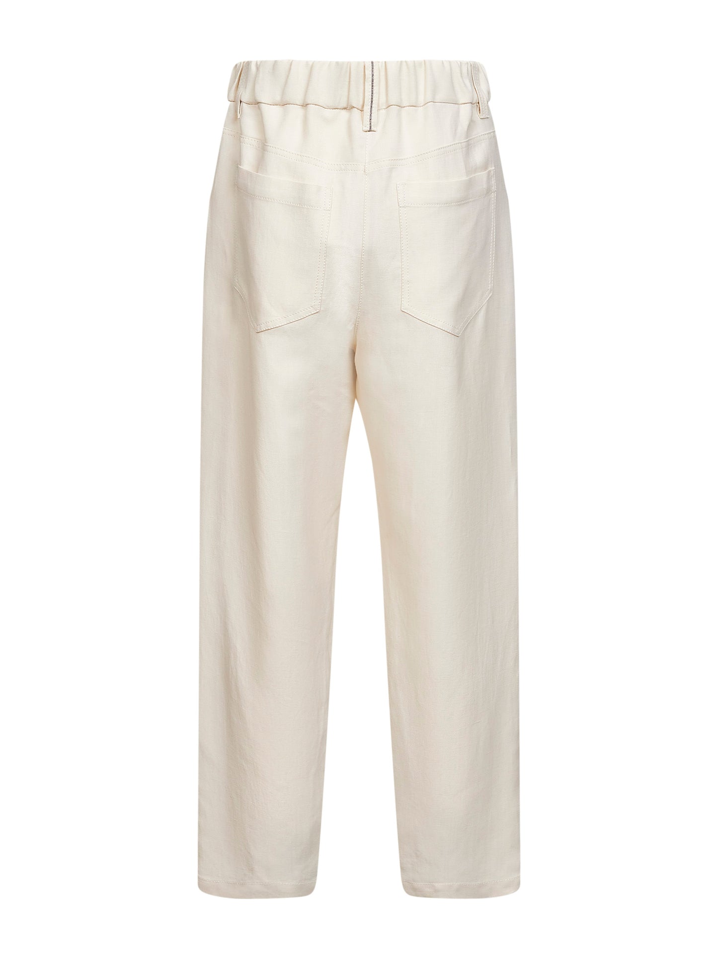 Ivory Fluid twill baggy trousers with monili