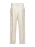 Ivory Fluid twill baggy trousers with monili