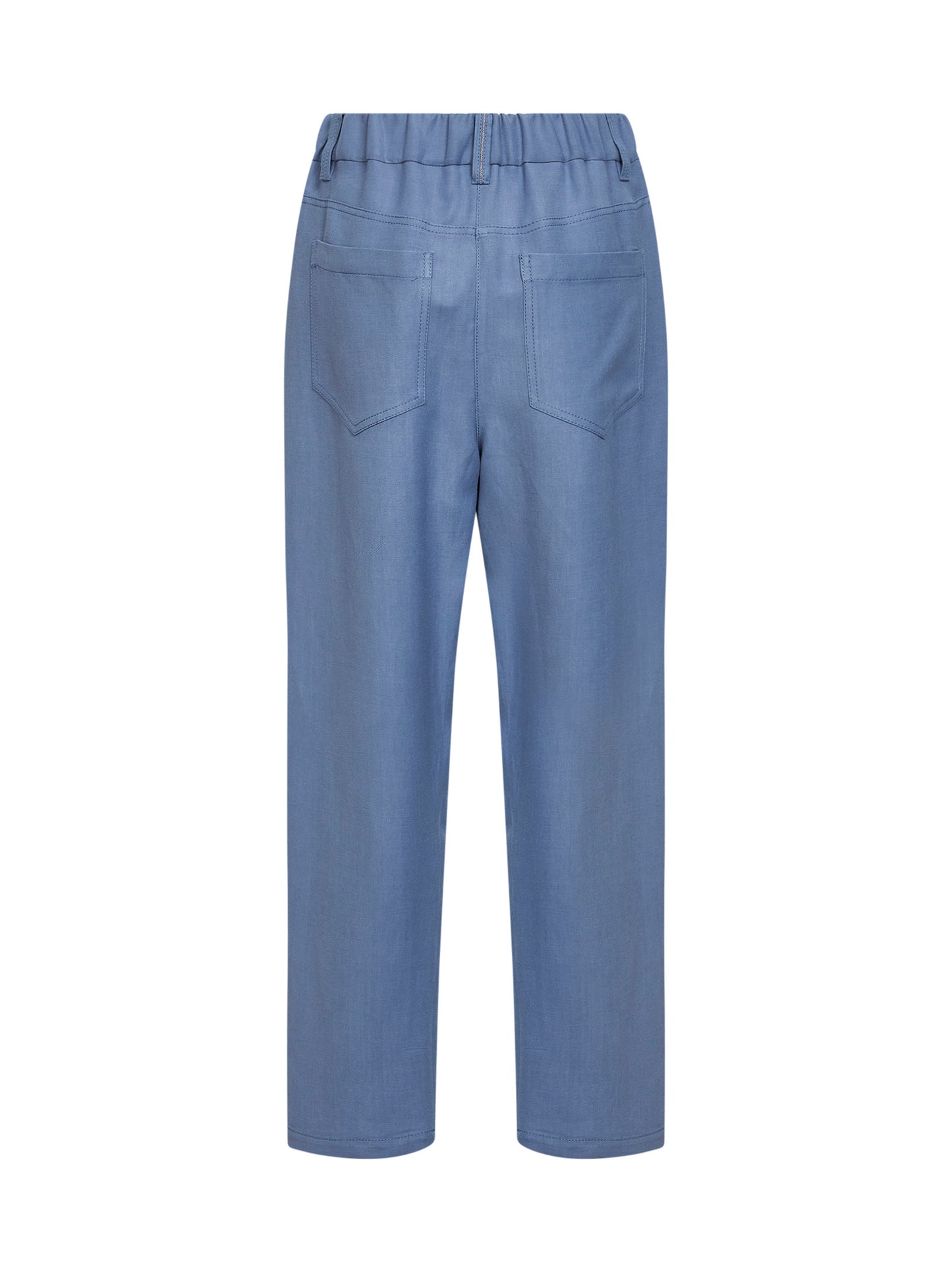Pantalone Baggy in twill Fluid azzurro con monile