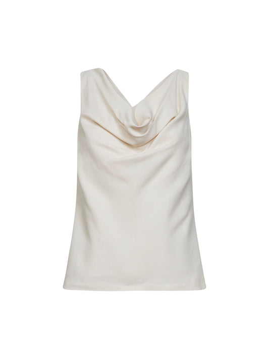 Ivory viscose and linen Fluid twill top