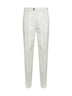 Pantaloni con pince in lino bianco