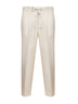 Off-white linen and cotton drill leisure fit trousers