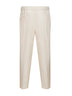 Off-white linen and cotton drill leisure fit trousers