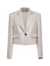 Giacca Crop in chevron beige con monile