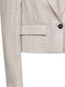 Giacca Crop in chevron beige con monile