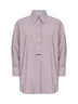 Camicia in misto cotone a righe naturale e viola con monile
