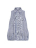Camicia smanicata in organza a righe bianco e blu
