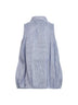 Camicia smanicata in organza a righe bianco e blu