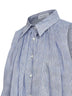 Camicia smanicata in organza a righe bianco e blu