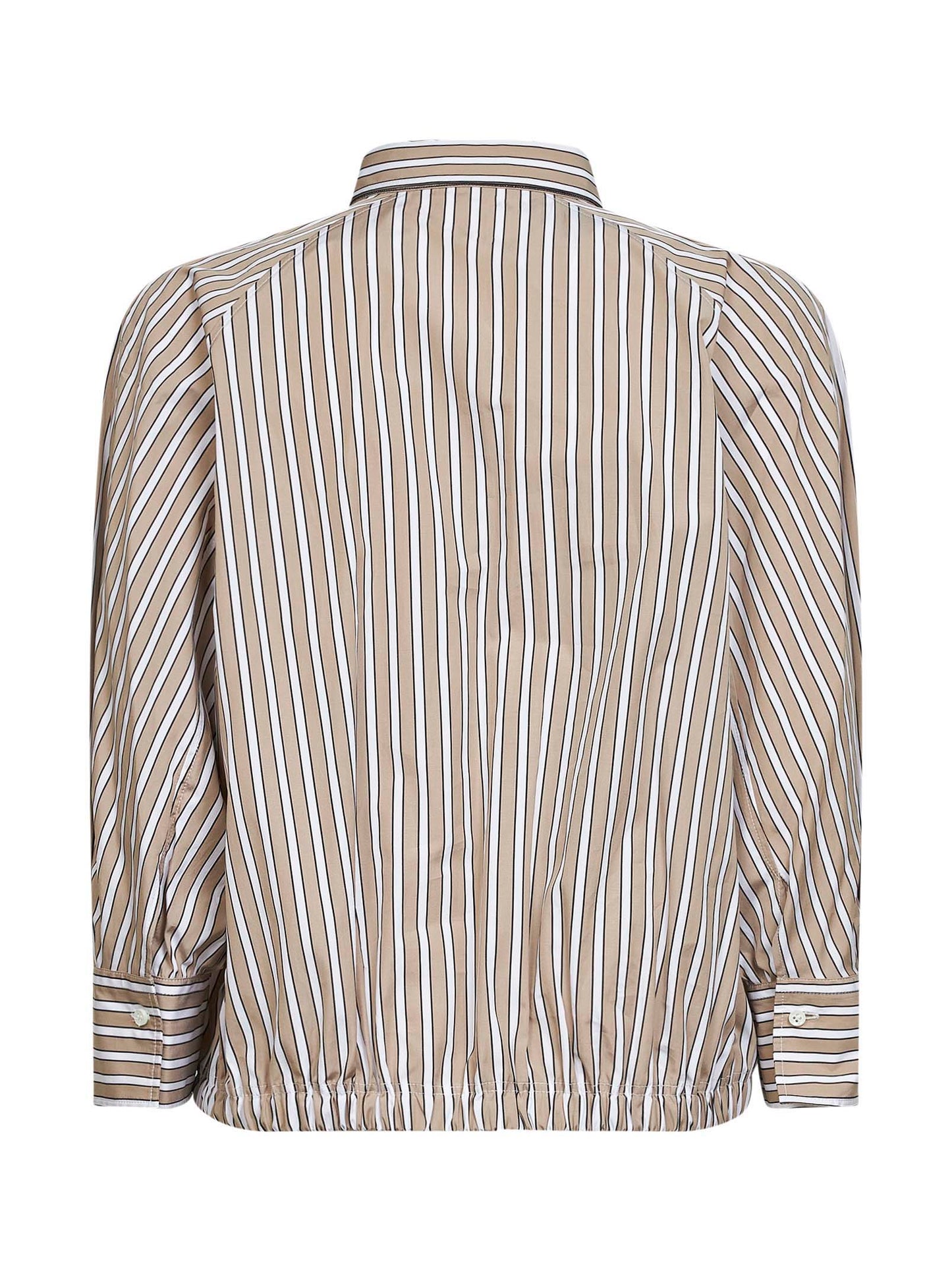 Camicia in popeline riga Shadow beige con monile