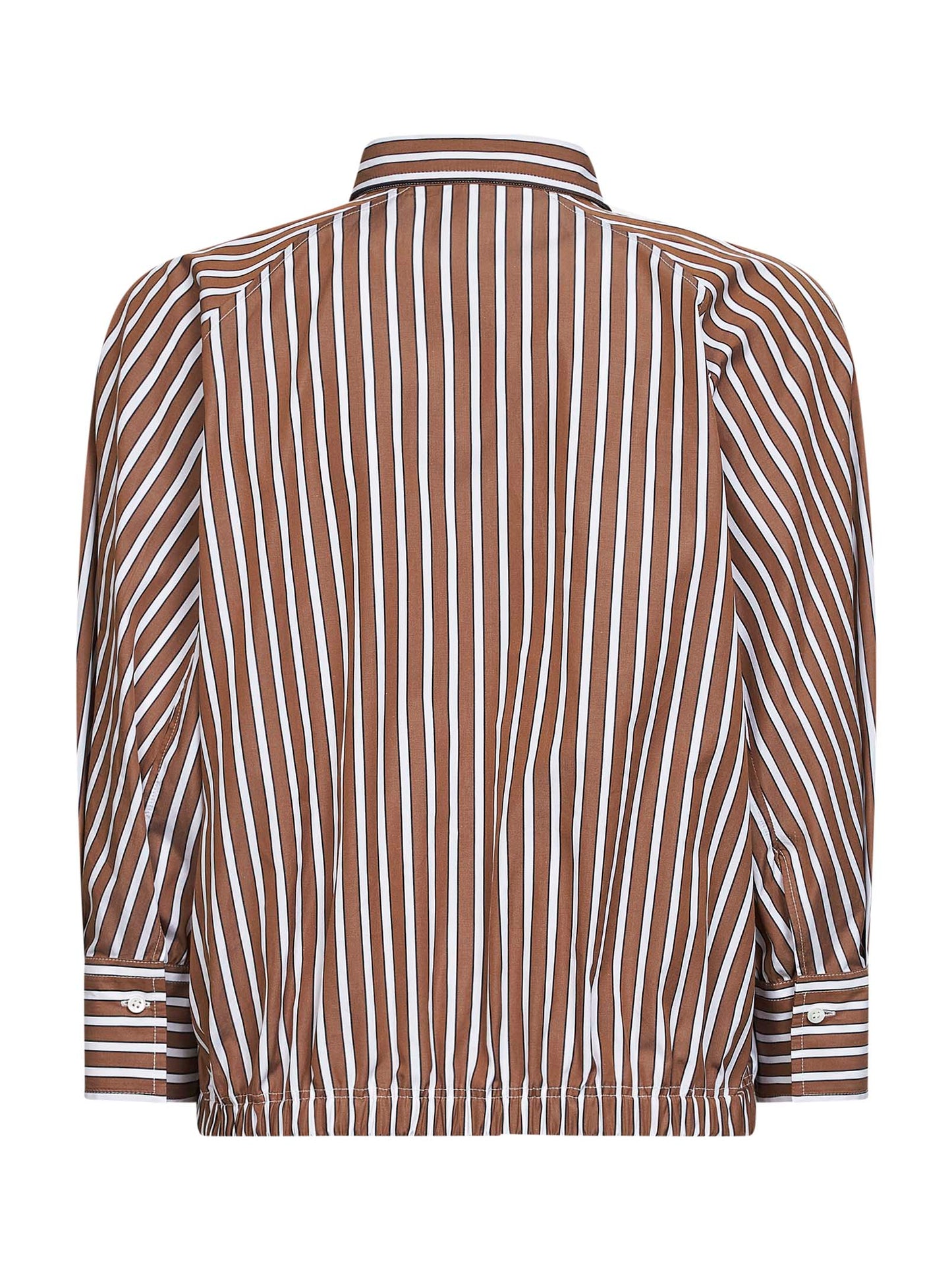 Camicia in popeline riga Shadow marrone con monile