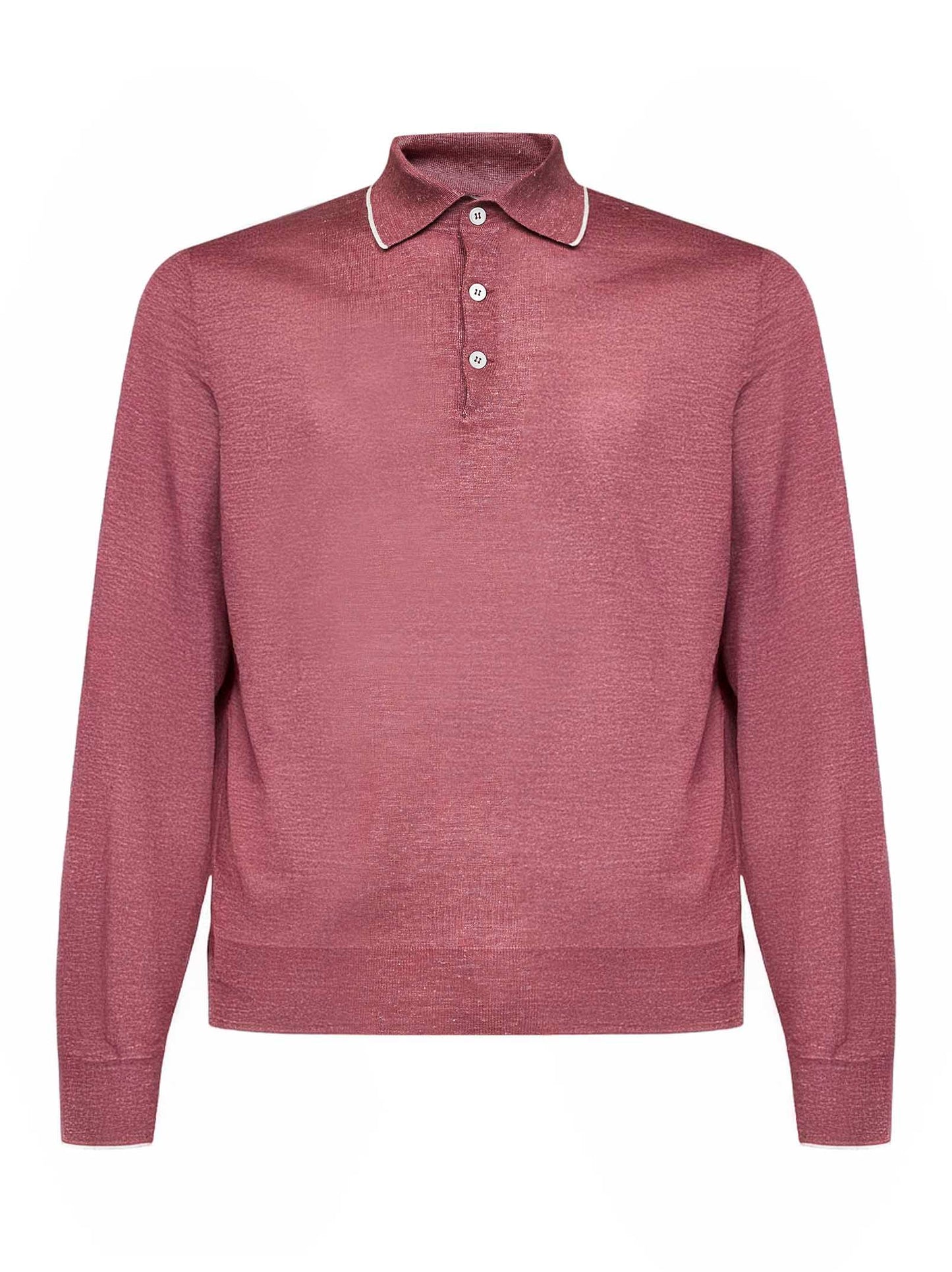 Polo in maglia di cashmere e seta e canapa bordeaux