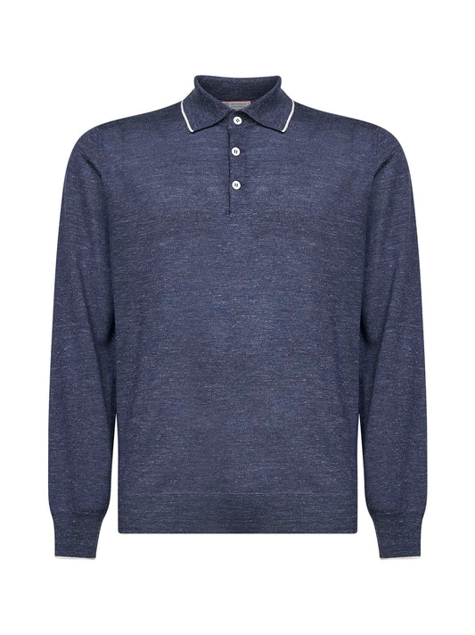 Polo in maglia di cashmere, seta e canapa avio