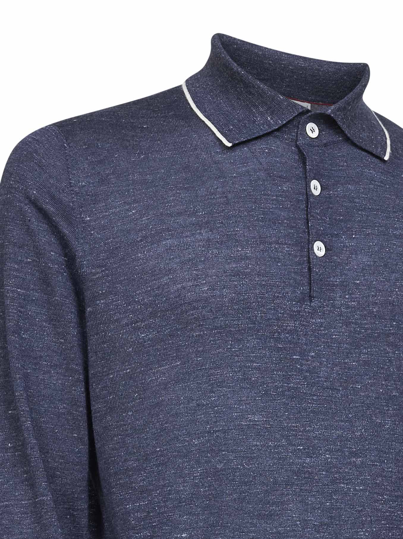 Polo in maglia di cashmere, seta e canapa avio