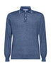 Blue cashmere and silk and hemp knit polo shirt
