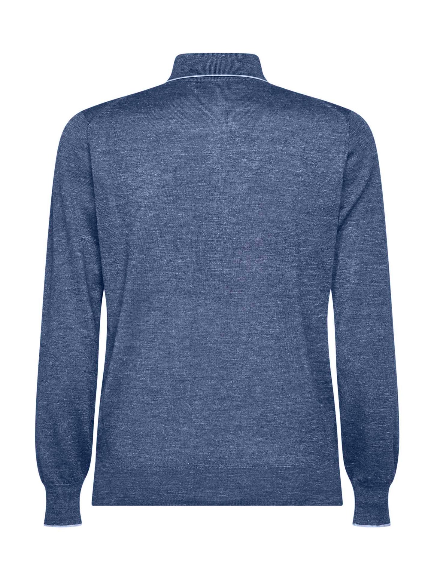 Blue cashmere and silk and hemp knit polo shirt