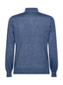 Blue cashmere and silk and hemp knit polo shirt