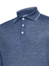 Blue cashmere and silk and hemp knit polo shirt