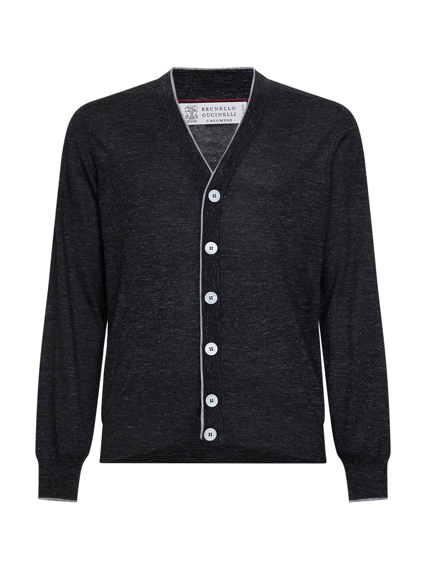 Anthracite cashmere and silk and hemp lightweight cardigan