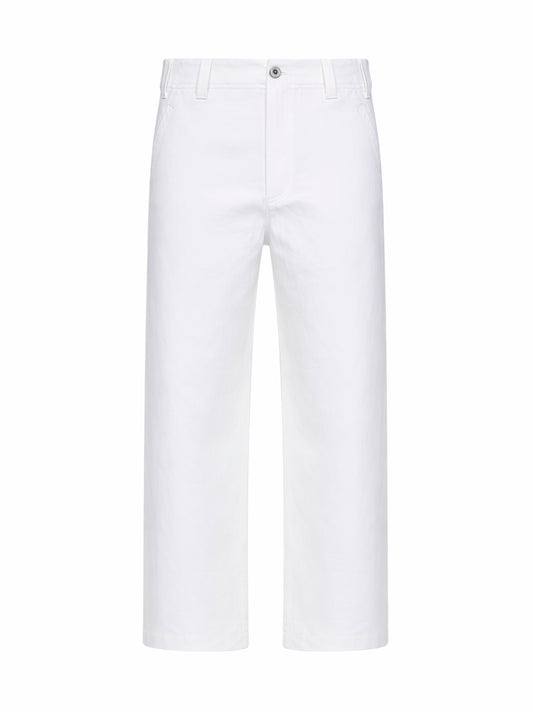 White gabardine Chino Crop trousers