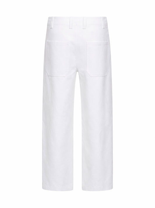 White gabardine Chino Crop trousers