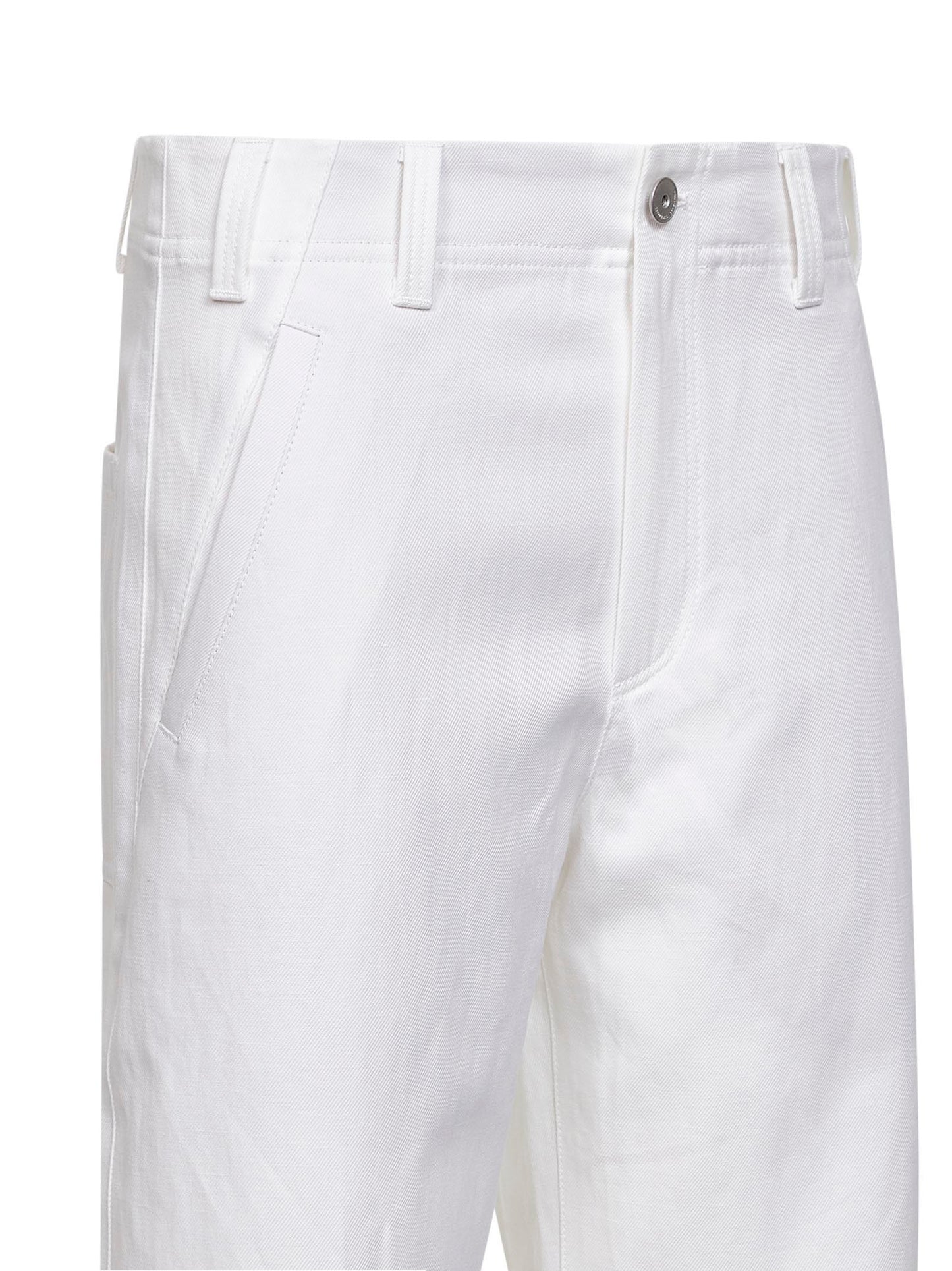 Pantalone Chino Crop in gabardina bianca