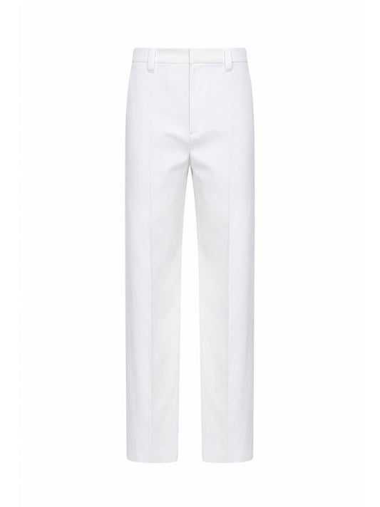 Pantalone Loose Flared in diagonale bianco con monile