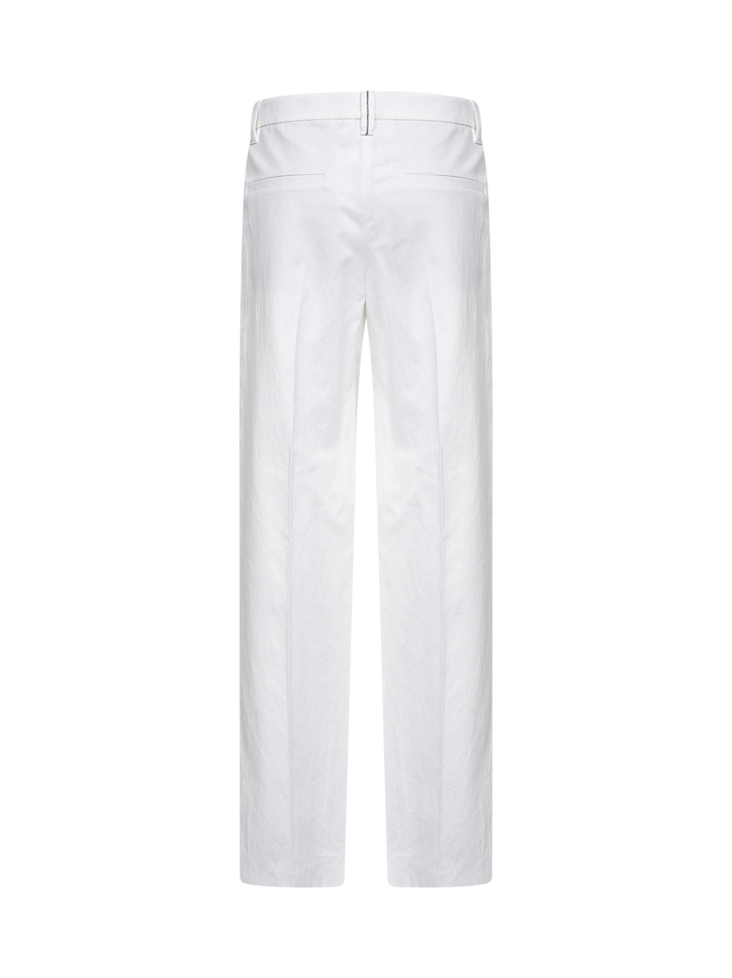 Pantalone Loose Flared in diagonale bianco con monile