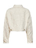 Giubbino in denim Fuzzy tinto avorio con monile<BR/>