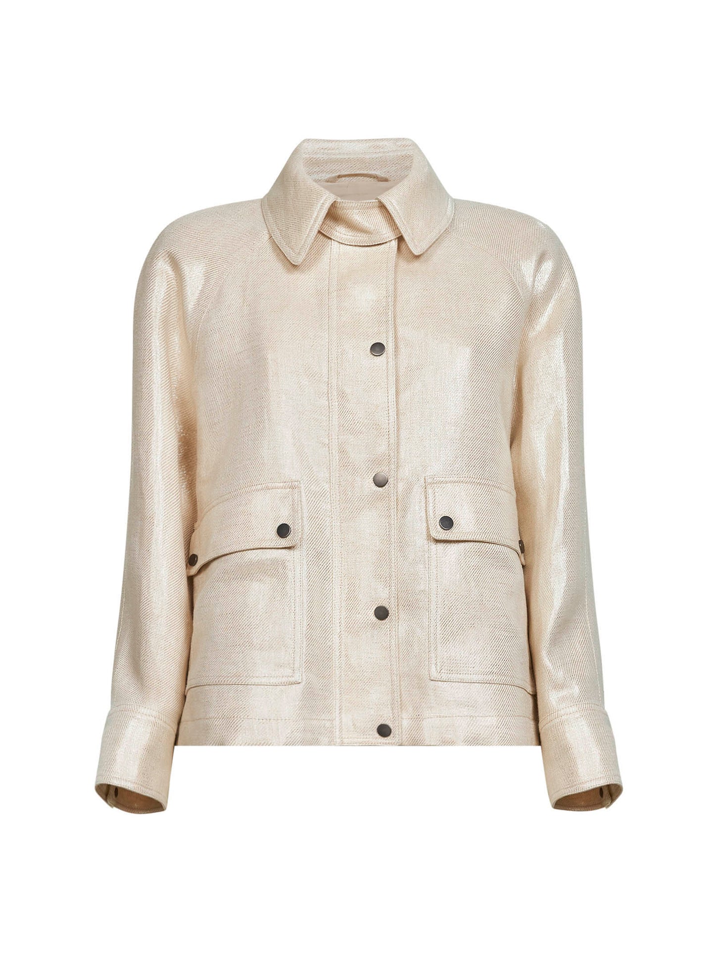 Giubbino in twill lamé di lino avorio