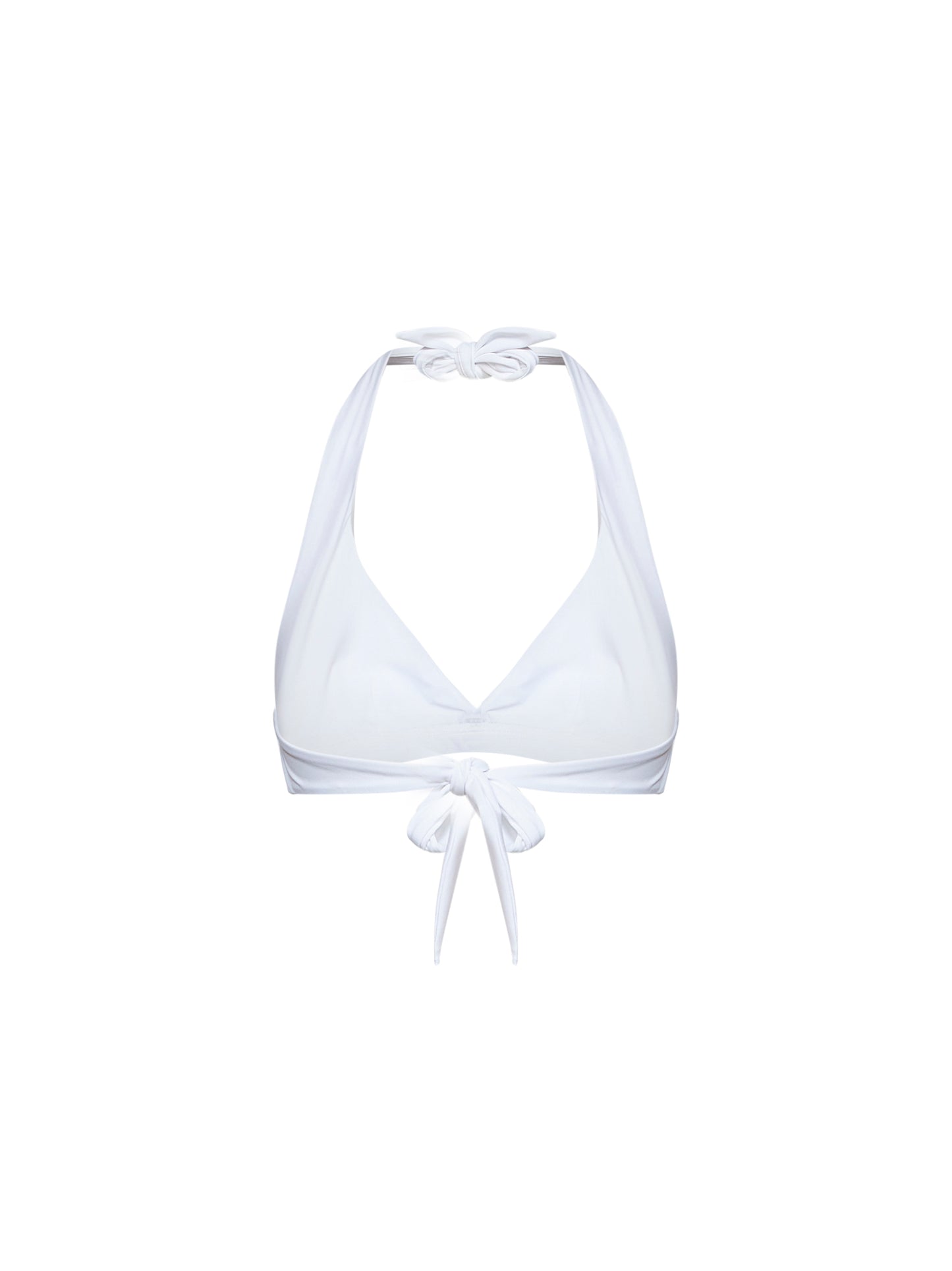 Top bikini in jersey techno bianco con monile