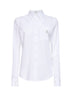 Camicia in piquet di cotone strech bianco con logo