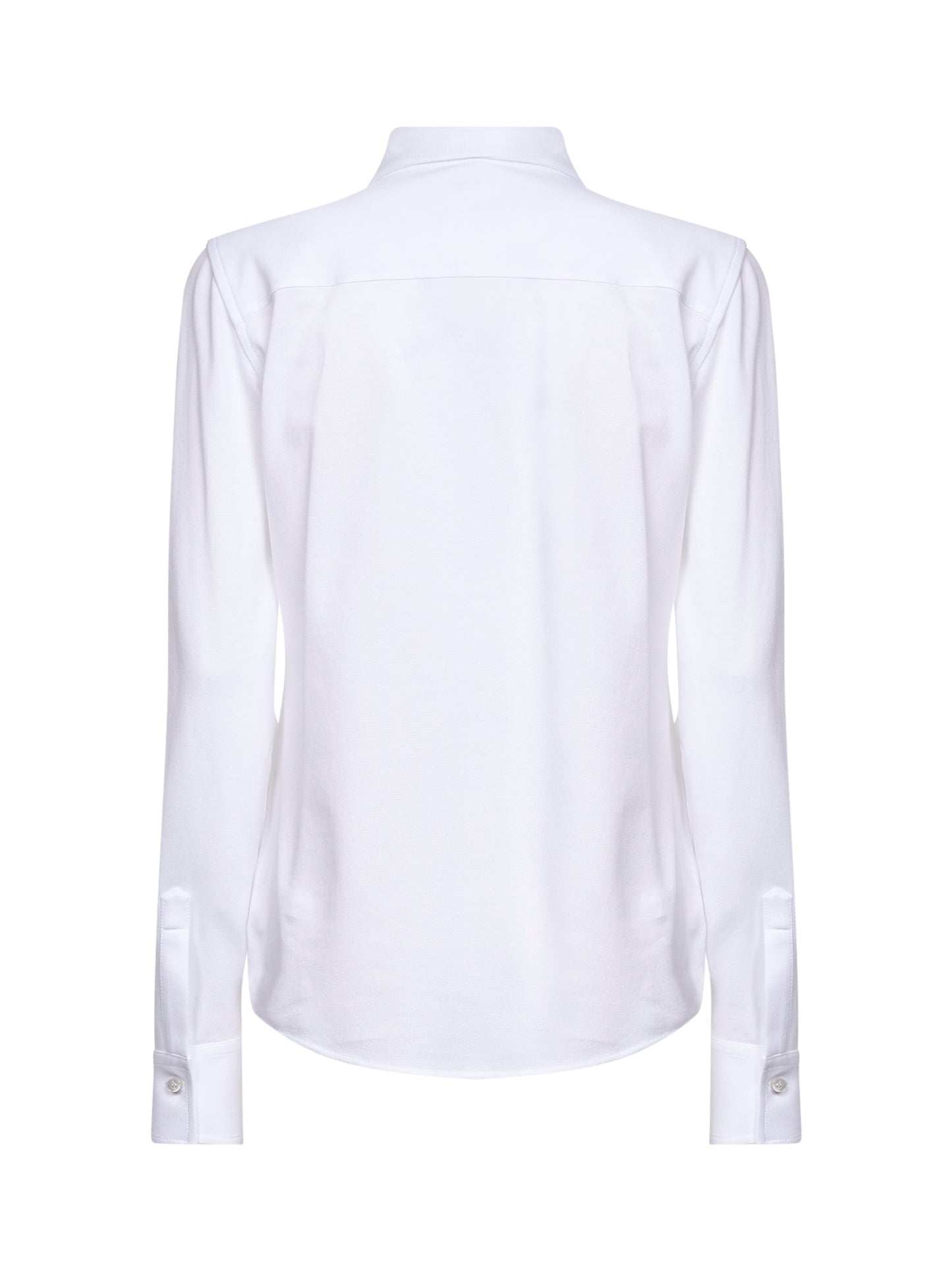 Camicia in piquet di cotone strech bianco con logo