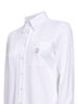 Camicia in piquet di cotone strech bianco con logo