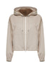 Felpa con cappuccio in interlock couture beige